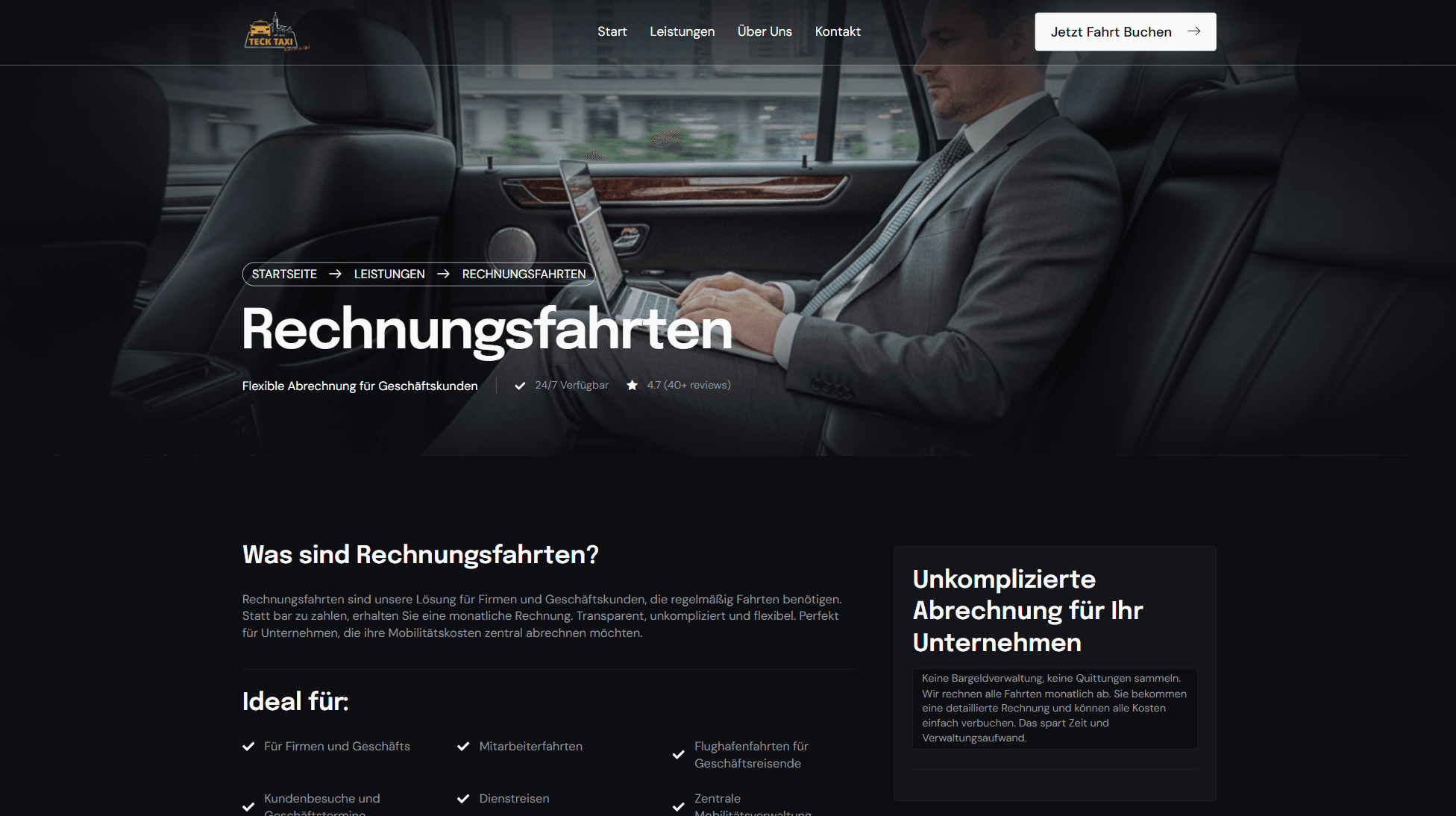 Tecktaxi Website Screenshot